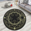 Black Yellow Magic Circles Round Rug Custom Cardcaptor Sakura Anime Room Mats