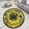 Super Black Yellow Magic Circles Round Rug Custom Cardcaptor Sakura Anime Room Mats