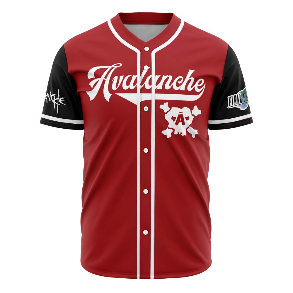 Hooktab 3D Printed Avalanche Final Fantasy 7 Men's Short Sleeve Anime Baseball Jersey