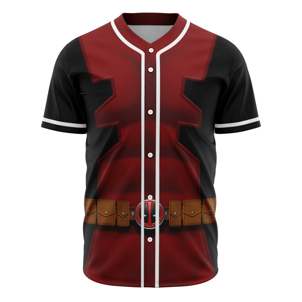 Hooktab 3D Printed Deadpool Cosplay Marvel Men's Short Sleeve Anime Baseball Jersey