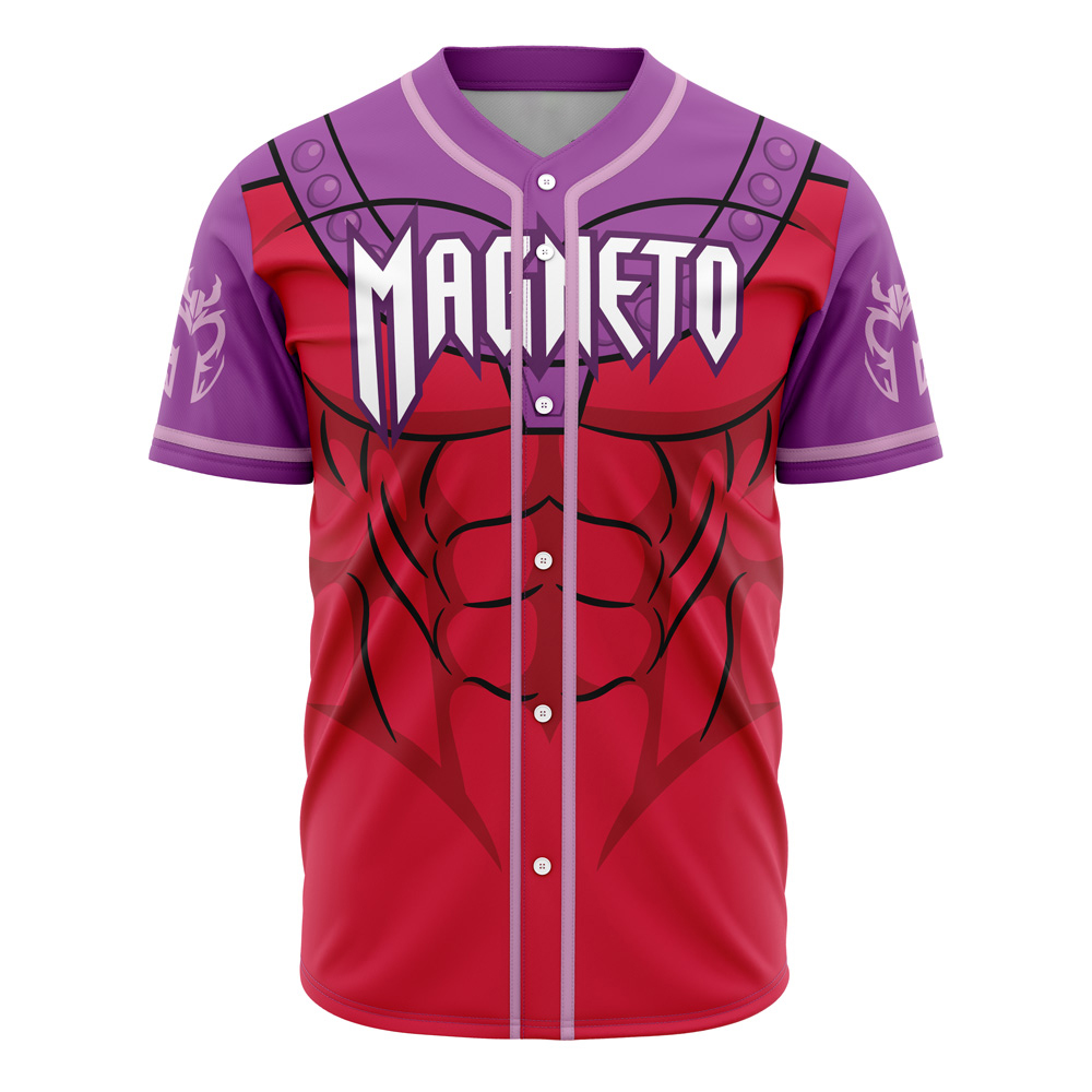 Hooktab 3D Printed Magneto X-Men Marvel Men's Short Sleeve Anime Baseball Jersey