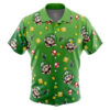 Luigi Pattern Super Mario Men's Short Sleeve Button Up Hawaiian Shirt