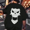 One Piece Men's Skull Face Back Printed Short Sleeve Crew Neck T-shirt