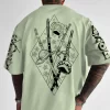 One Piece Men's Hat And Sword Back Printed Short Sleeve Crew Neck T-shirt