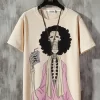 One Piece Men's Milk Skull Print Short Sleeve Anime T-Shirt