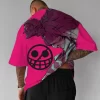 One Piece Men's Pink Joker Printed Short Sleeved T-shirt