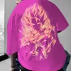 Dragon Ball Z Men's Pink Anime Fire Back Print Short Sleeve T-Shirt