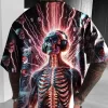 Men's Street Casual Band Skull Print Plus Size Short Sleeve T-shirt