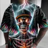 Men's Street Casual Skull Print Plus Size Short Sleeve T-shirt