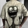 Men's Street Casual Eye-Catching Anime Monster Graphic Print Plus Size Short Sleeve T-shirt