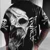 Men's Street Casual Skull Print Plus Size Short Sleeve T-shirt