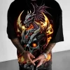 Men's Street Casual Skull Dragon Print Plus Size Short Sleeve T-shirt