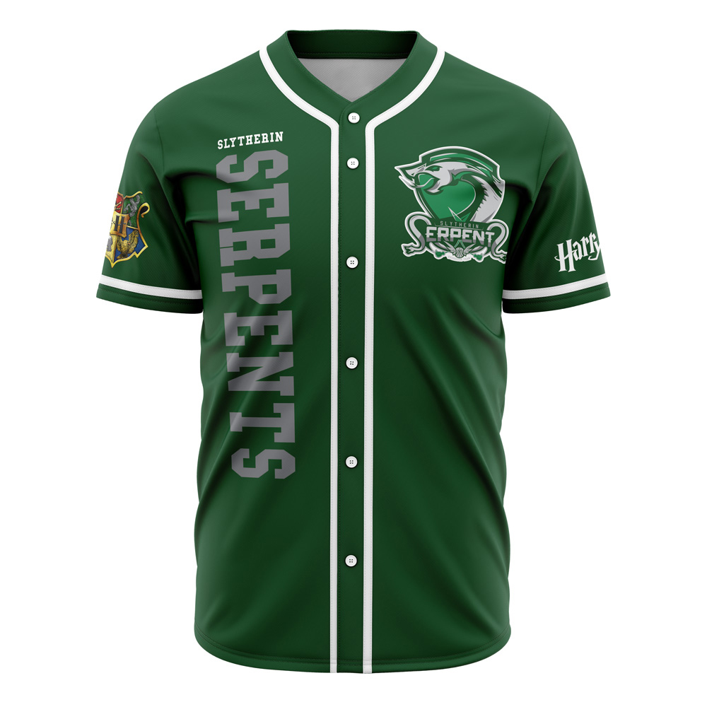 Hooktab 3D Printed Slytherin Serpents House Harry Potter Men's Short Sleeve Anime Custom Baseball Jersey