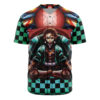 Hooktab 3D Printed Trippy Kamado Tanjiro Demon Slayer Men's Short Sleeve Anime Baseball Jersey