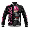 Black Goku Anime Varsity Jacket Anime Mix Text Pattern Abstract Style