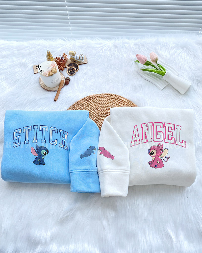 Stitch and Angel (Ver 3) - Embroidered Youth Shirt - RoiandRow