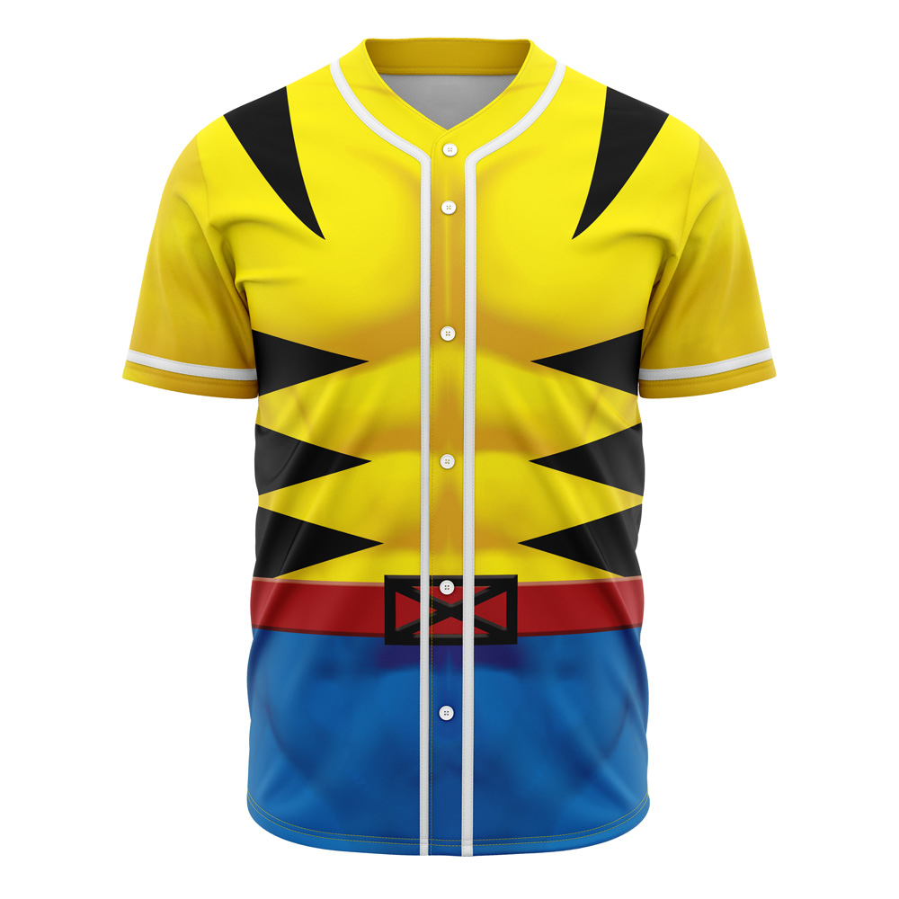 Hooktab 3D Printed Wolverine Cosplay Marvel Men's Short Sleeve Anime Baseball Jersey