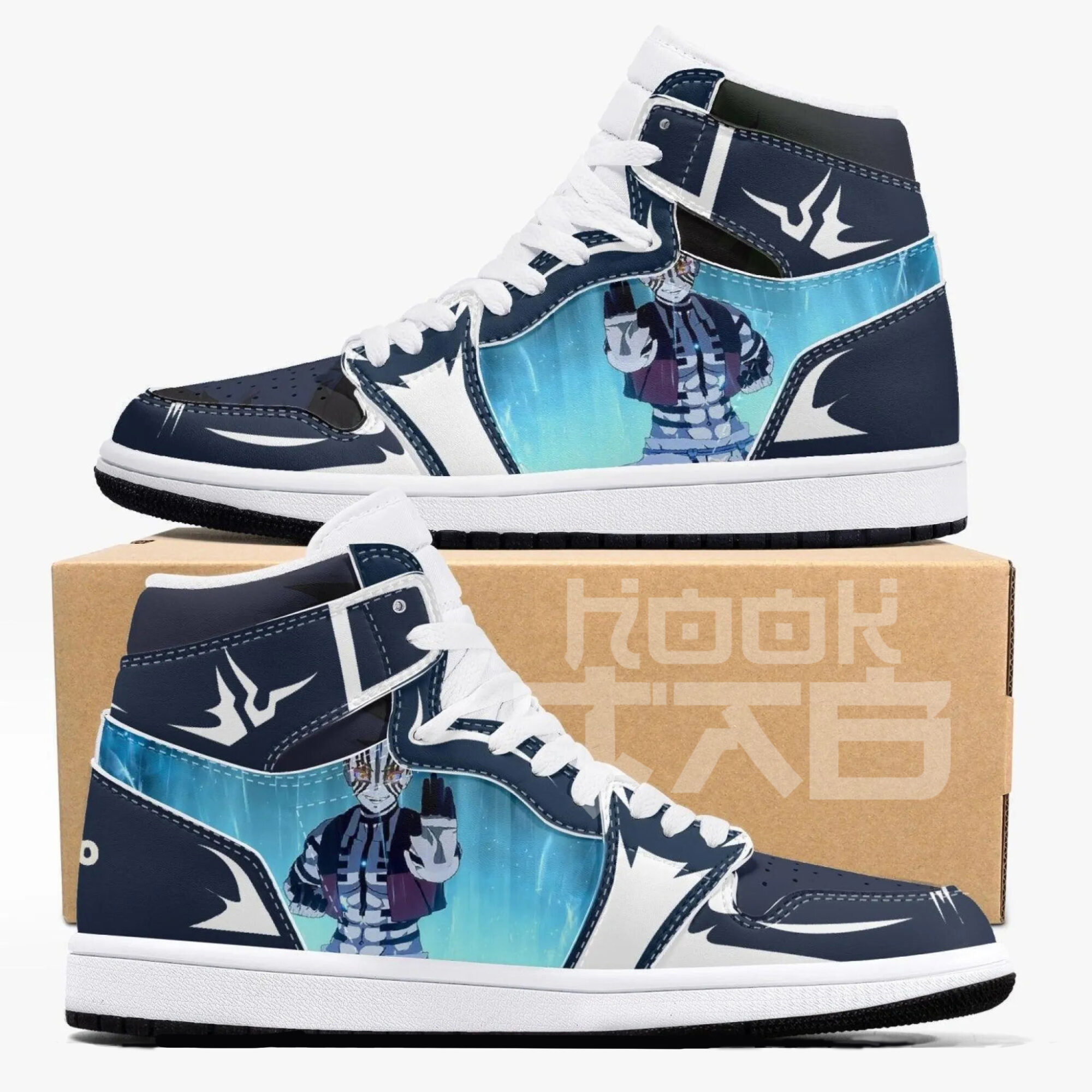 Custom Demon Slayer Akaza JD1 Anime Sneakers Mid 1 Basketball Shoes