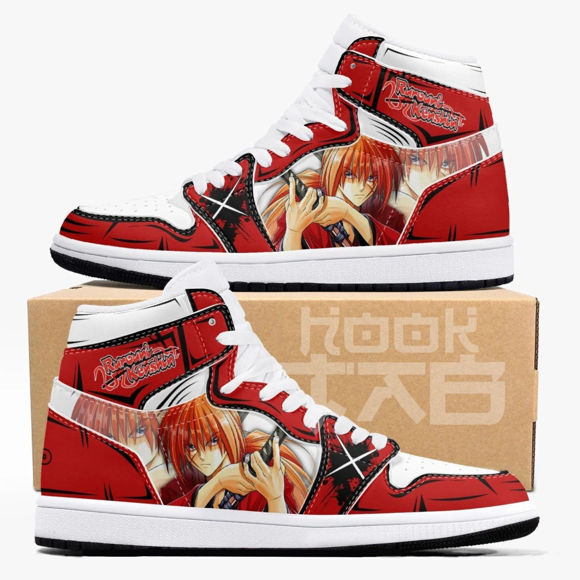 Custom Rurouni Kenshin Kenshin Himura JD1 Anime Sneakers Mid 1 Basketball Shoes