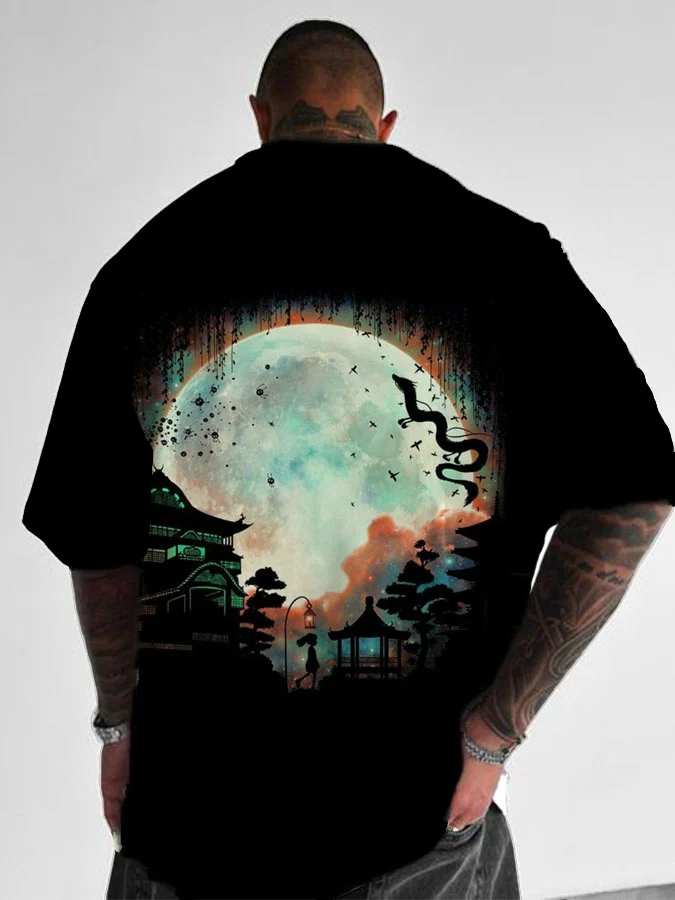 Spirited Away Black Fashionable Anime Print T-shirt