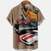 Men'S Retro Contrast Color Stitching Garage Car 6 Hawaiian Shirt