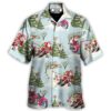 Christmas Santa Driving In Snow Forest - Hawaiian Shirt