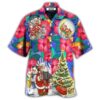 Christmas Flowers Tropical Santa Claus - Hawaiian Shirt