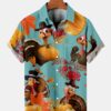 Men's Thanksgiving Fun Turkey Pumpkin And Maple Leaf - Hawaiian Shirt