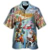 Christmas Santa And Animal Driving Scooter - Hawaiian Shirt