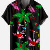 Christmas Flamingo Black - For Men And Women - Hawaiian Shirt