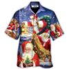 Christmas Funny Santa Claus Up On Rooftop Art Style - Hawaiian Shirt