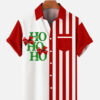 Christmas Ho Music Contrast Stripe Print Bowling Red - Hawaiian Shirt