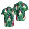 Tropical White Rooster Green Hawaiian Shirt Summer Vibes