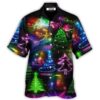 Neon Art Christmas Tree And Snowman Style - Hawaiian Shirt