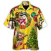 Snowman Happy Christmas Tree Yellow Light - Hawaiian Shirt