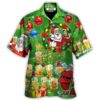 Christmas Funny Santa Claus Drinking Beer Happy Tree - Hawaiian Shirt