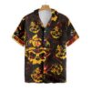 All In All Out Axe Firefighter Dark Red And Yellow Skull Hawaiian Shirt