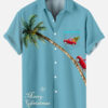 Merry Christmas Car And Coconut Tree Blue - Hawaiian Shirt