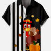 Thanksgiving Turkey Stripe Pattern Pumpkin Black - Hawaiian Shirt