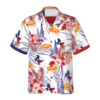 Bluebonnet Texas Red Version, Button Down Floral and Flag Hawaiian Shirt