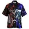 Dragon And Wolf Red And Blue - Hawaiian Shirt