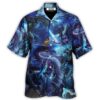 Dragon Blue Skull Fire Lightning Art Style - Hawaiian Shirt