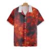 American Firefighter Flag And Logo Red Flame Background Hawaiian Shirt