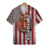 Firefighter Logo And Red American Flag Horizontal Stripe Hawaiian Shirt