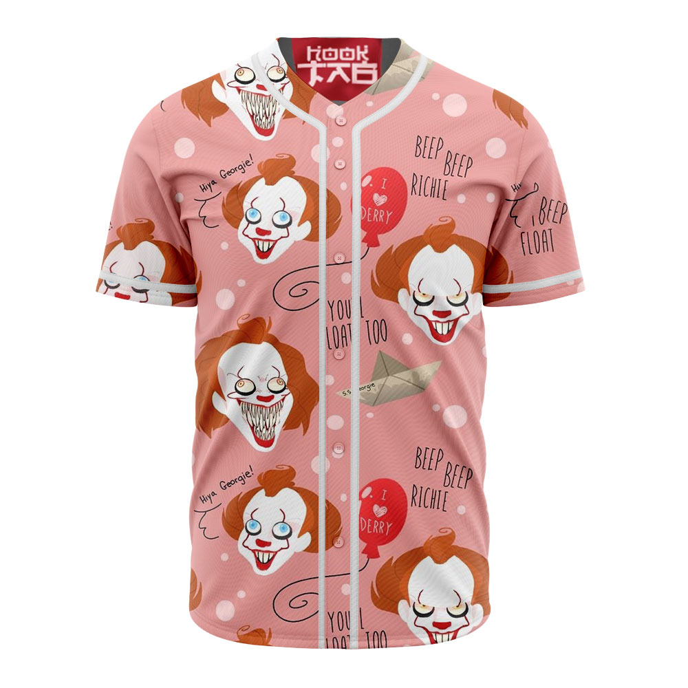 Pennywise Baseball Jersey, IT Baseball Jersey, Halloween Baseball Jersey