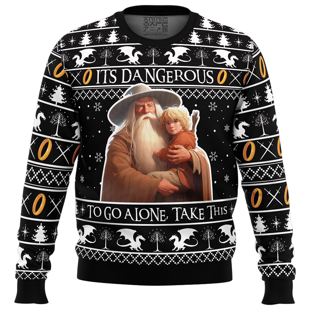 It's Dangerous to go Alone Lord of the Rings Ugly Christmas Sweater