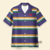 Stripe Lines Crawfish Purple Ground Stripe Mardi Gras Rugby Blue - Hawaiian Shirt