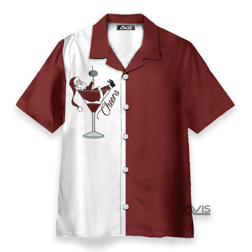 Christmas Santa Claus Santa Lies On A Glass Cheers - Hawaiian Shirt