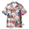 Texas Longhorn Bluebonnet And Armadillo, Button Down Floral Flag Hawaiian Shirt