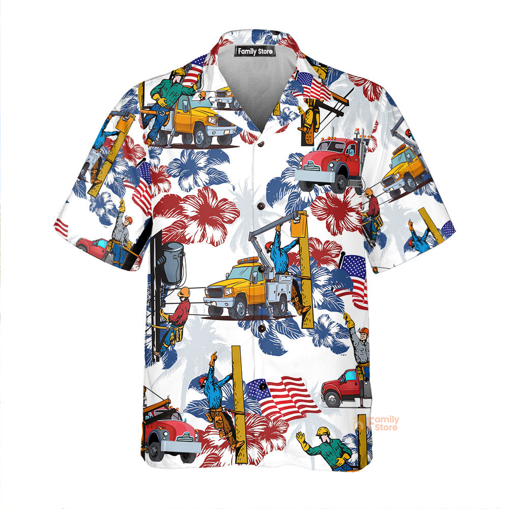 Lineman 4Th Of July Hawaiian Shirt